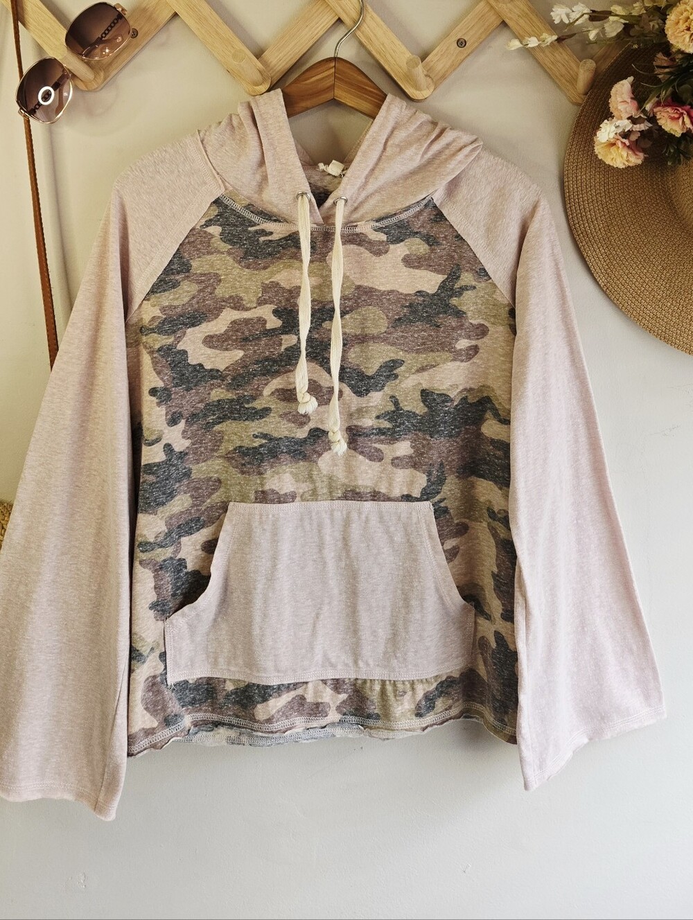 Hem & Thread Pink Camo Raglan Hoodie